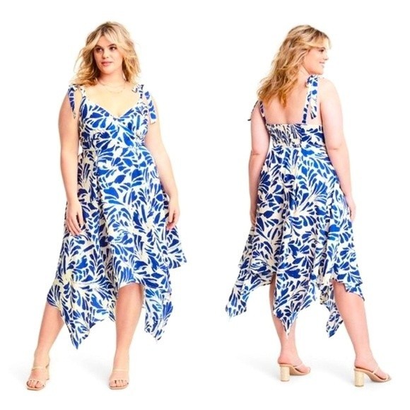 Alexis Botanical Tie Strap Asymmetrical Dress Plus - Picture 2 of 7